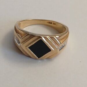 Black onyx signet ring 10k